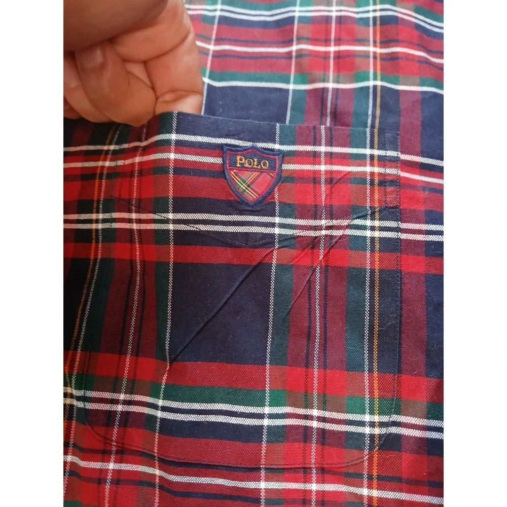 Polo Ralph‎ Lauren The Big Shirt MENS LARGE Button Up red Plaid